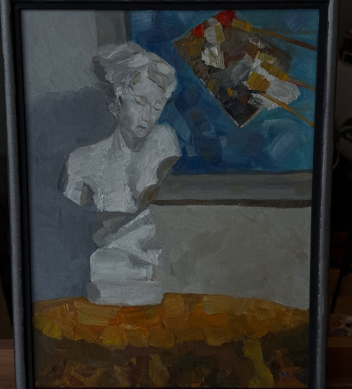 Study from the Cast, 2023. Oil on canvas, framed.